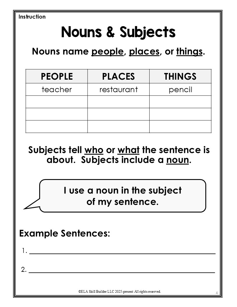 Grade 1 Homeschool Grammar Curriculum Workbook 4 Grade Homeschool Grammar Curriculum Sample Lesson