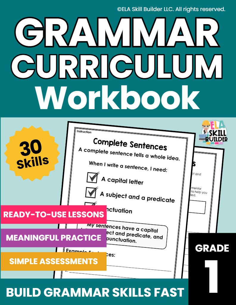 Grade 1 Homeschool Grammar Curriculum Workbook 1 grade 1 homeschool grammar curriculum